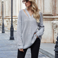 WW Chic V Neck lässiger Oversize Pullover