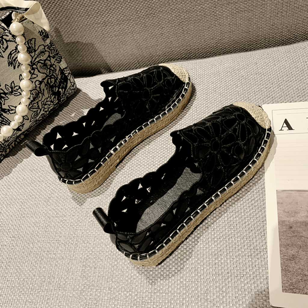 WW | Retro Blumen Hohles Design Espadrilles