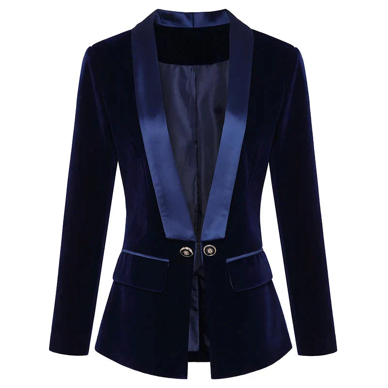 Blazer aus Samt mit Satinaufschlägen