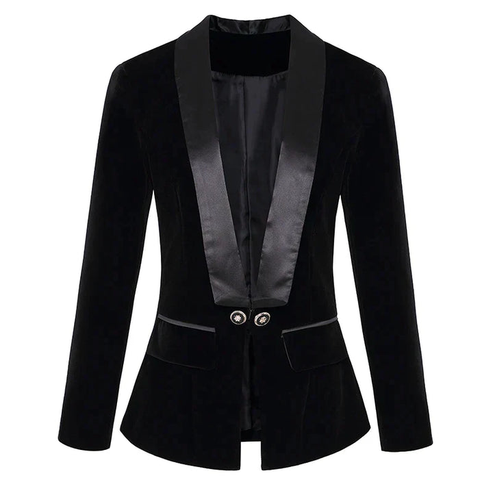 Blazer aus Samt mit Satinaufschlägen
