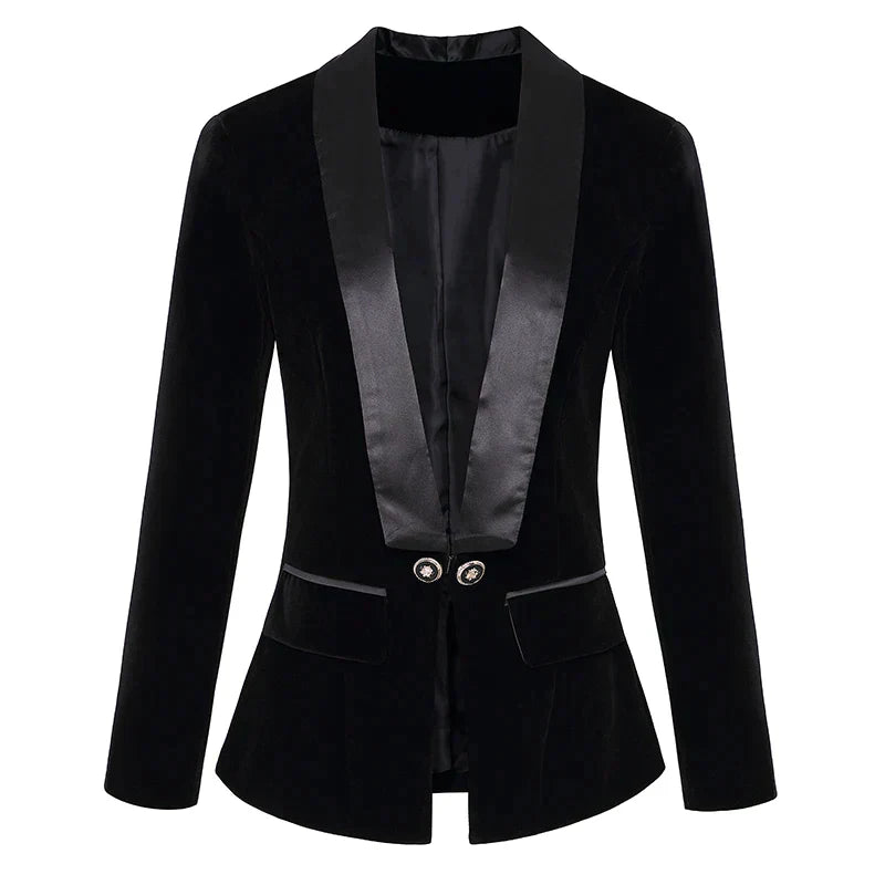 Blazer aus Samt mit Satinaufschlägen