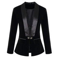 Blazer aus Samt mit Satinaufschlägen