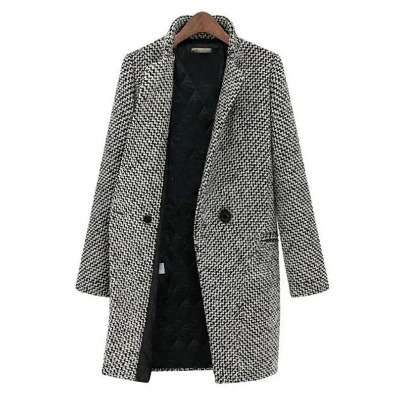 WW | Wintermantel schwarz-weiß - elegantes Design mit Pied-de-Poule-Muster