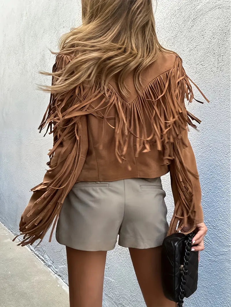 WW | Velourslederjacke mit Fransen