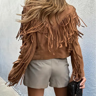 WW | Velourslederjacke mit Fransen