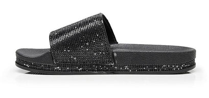 WW | Kristall Diamant Slides mit Besatz Sandalen