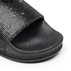 WW | Kristall Diamant Slides mit Besatz Sandalen