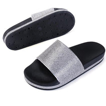 WW | Kristall Diamant Slides mit Besatz Sandalen