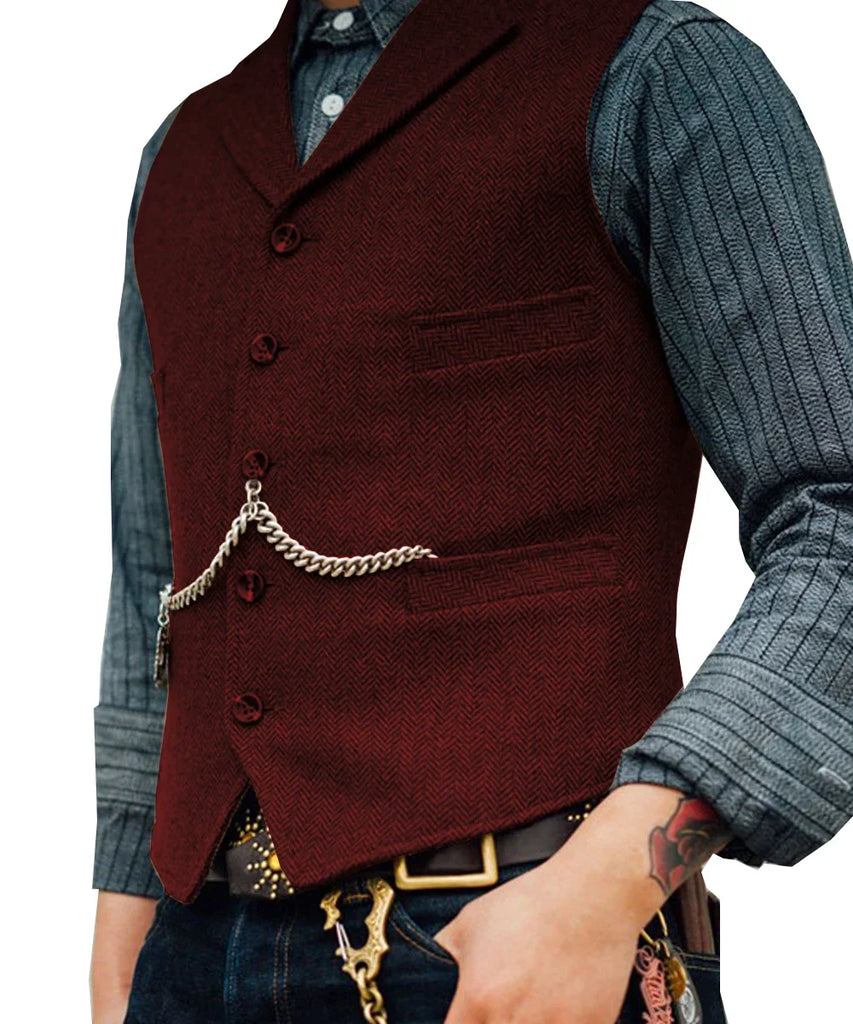 WW | Traditionelle Slim Fit Trachtenweste Aus Tweed Für Herren