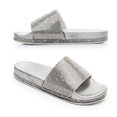 WW | Kristall Diamant Slides mit Besatz Sandalen