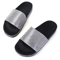 WW | Kristall Diamant Slides mit Besatz Sandalen