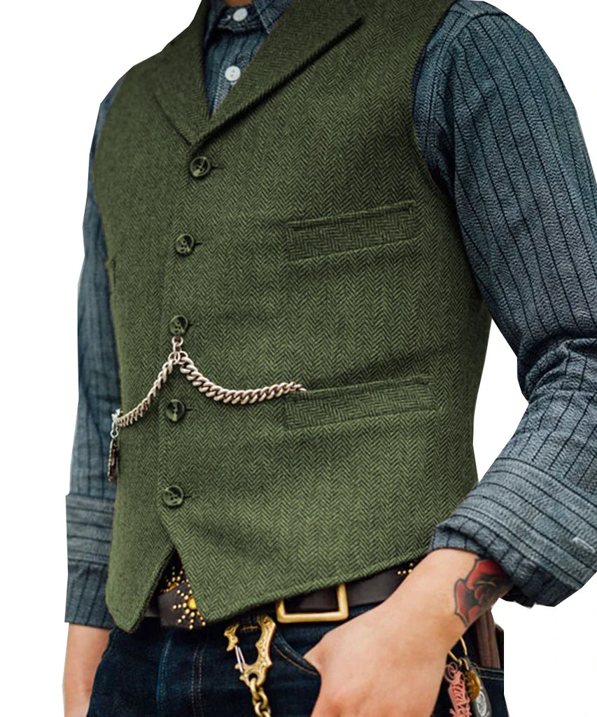 WW | Traditionelle Slim Fit Trachtenweste Aus Tweed Für Herren
