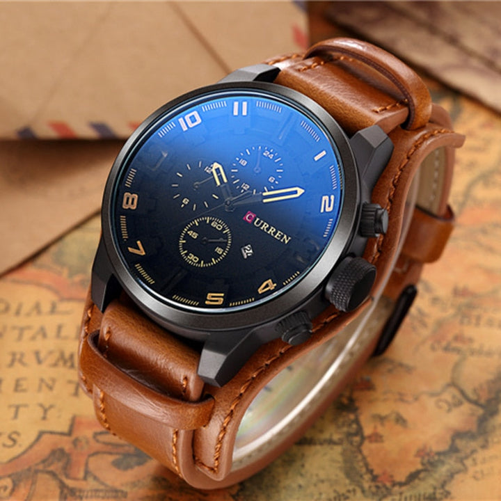 W&W Mode | Luxe Navigator Uhr Lederband