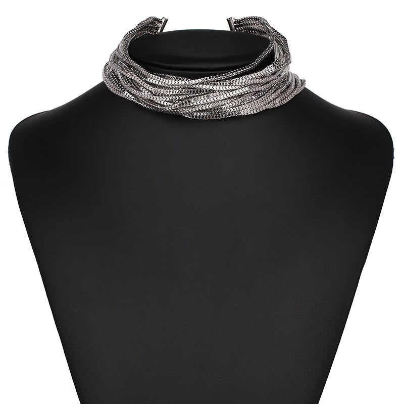 Halskette im Choker-Stil aus Zinklegierung mit geometrischem Design