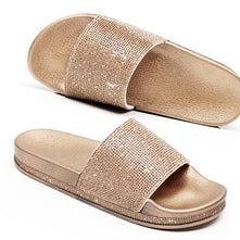 WW | Kristall Diamant Slides mit Besatz Sandalen