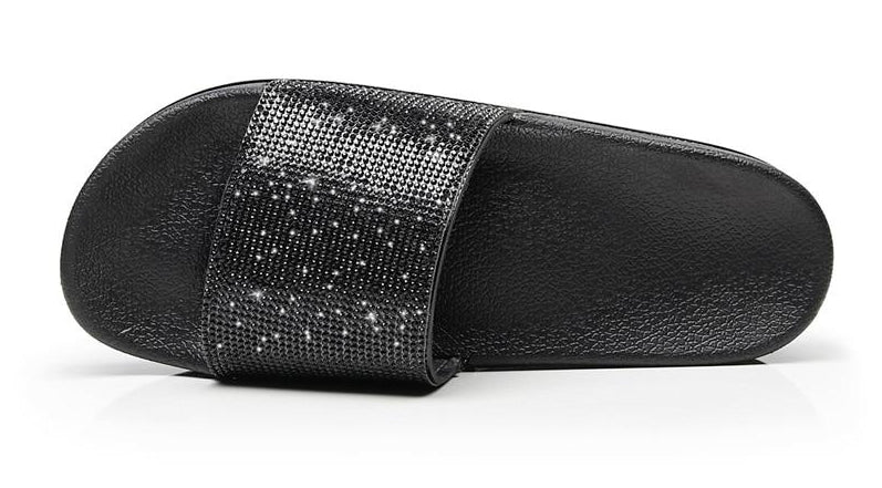 WW | Kristall Diamant Slides mit Besatz Sandalen