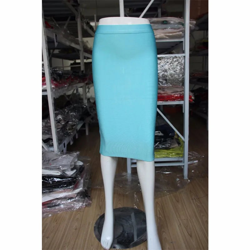 WW | Großhandel Frauen Sommer Mode Sexy Schwarz Blau Orange Rot Beige Bandage Rock Designer A-Linie Bleistiftrock Faldas 60Cm