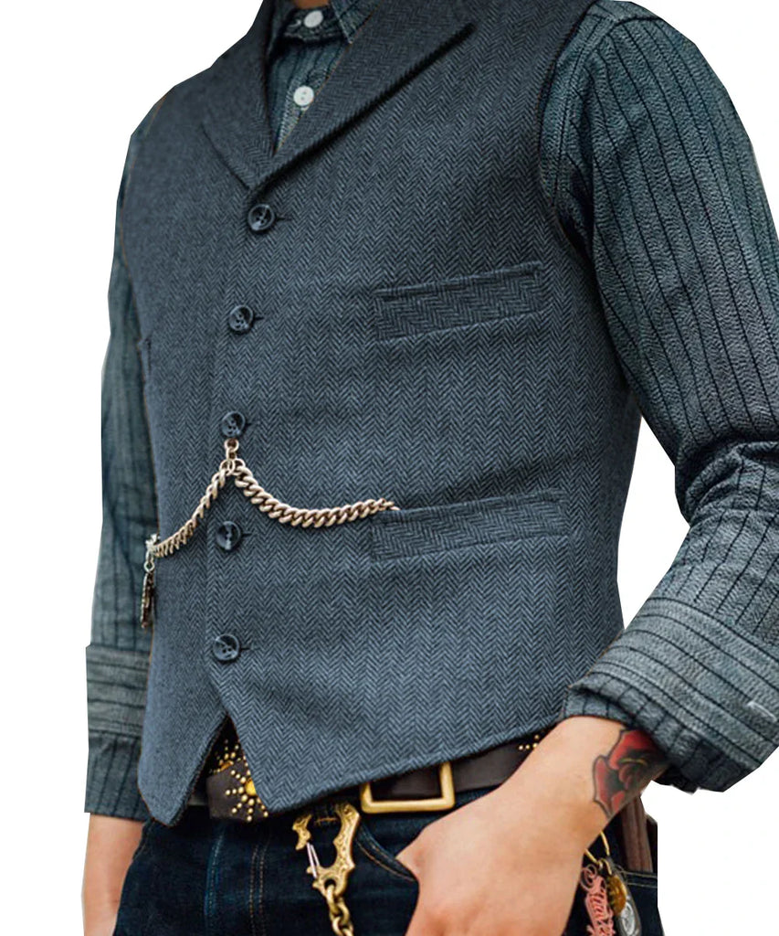 WW | Traditionelle Slim Fit Trachtenweste Aus Tweed Für Herren