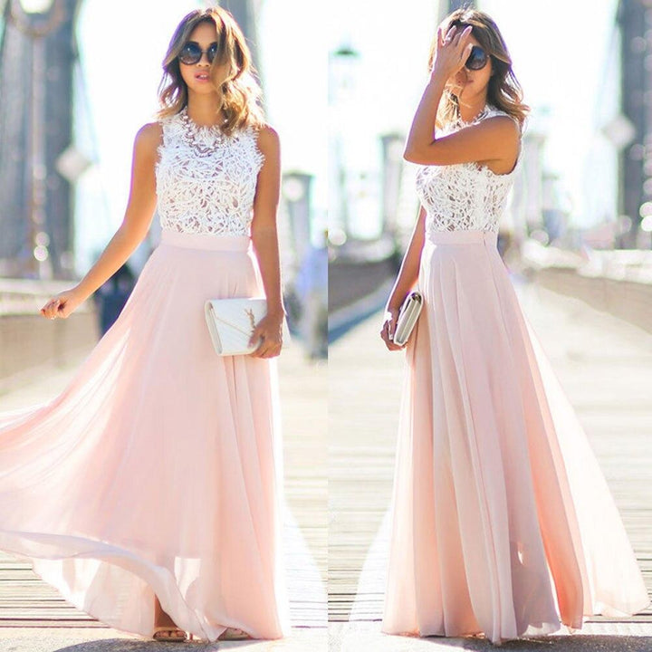 W&W Mode | Elegantes Maxi Spitzenkleid Im Brauthochzeits Stil