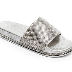 WW | Kristall Diamant Slides mit Besatz Sandalen