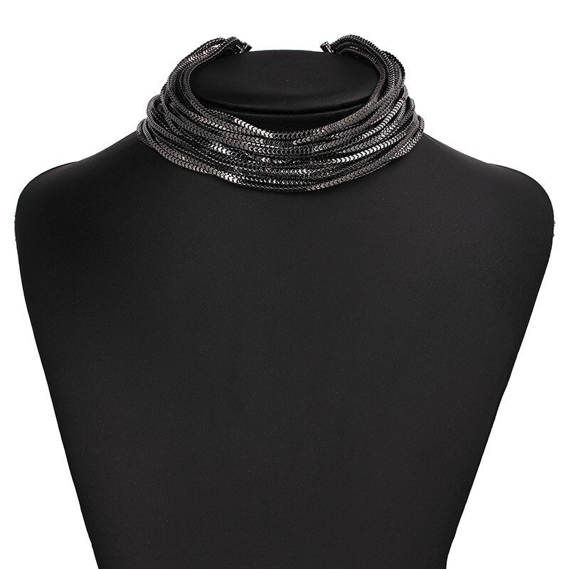 Halskette im Choker-Stil aus Zinklegierung mit geometrischem Design