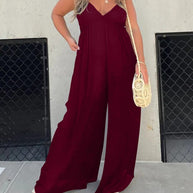 WW | Jumpsuit mit V-Ausschnitt und Breiten Trägern