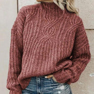 WW | Pullover Bequemer Kabelstrickpullover mit Rollkragen für Damen