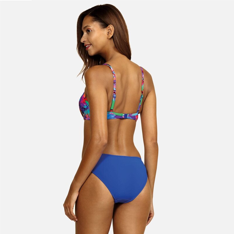 W&W Mode - Florales Blaues Bikini-Set