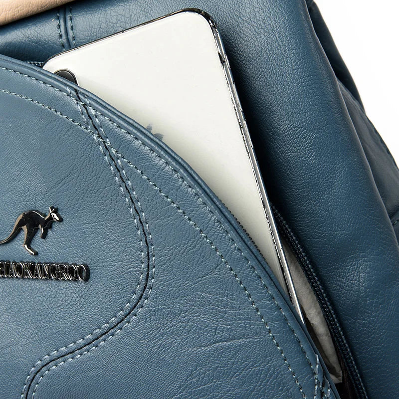 WW | Anti Diebstahl Rucksack Aus Leder Mit Reißverschluss Für Damen