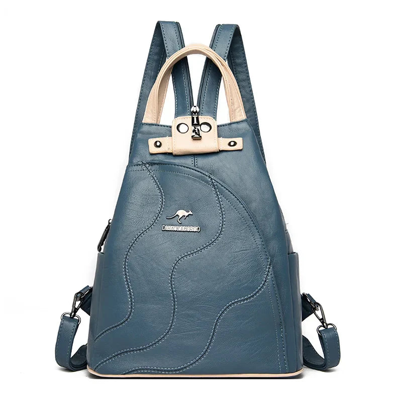 WW | Anti Diebstahl Rucksack Aus Leder Mit Reißverschluss Für Damen