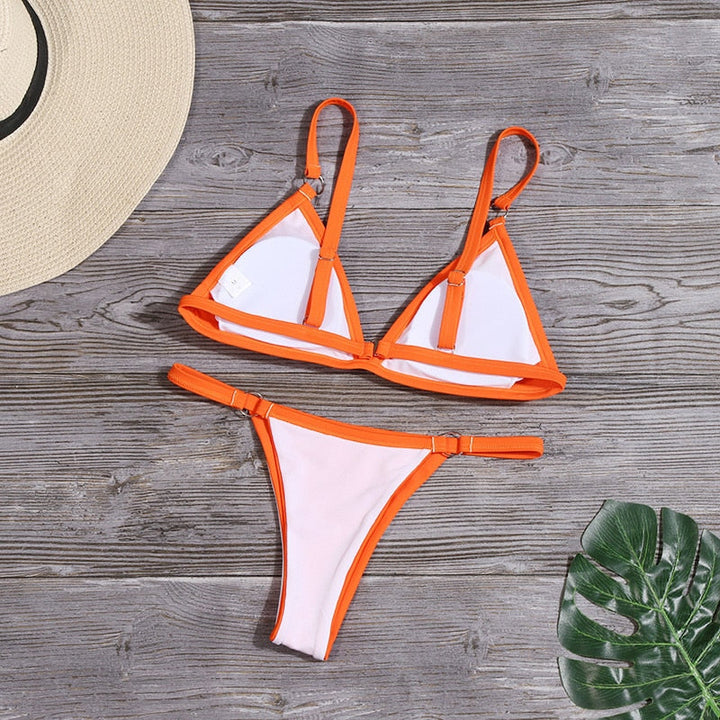 W&W Mode - Oranger Bikini mit Ringdetails