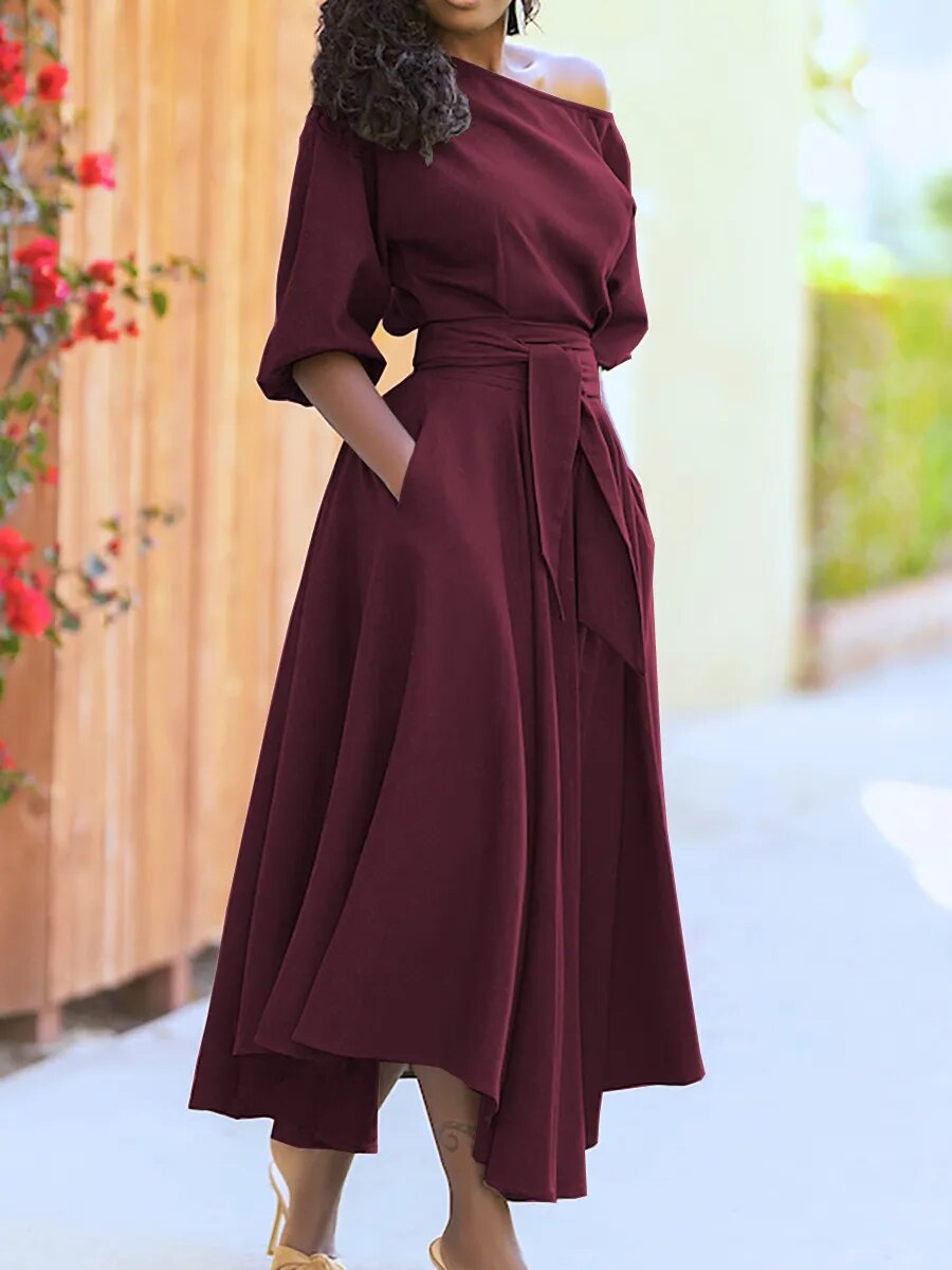 WW - Kleid mit Schnürung und Laternenärmeln