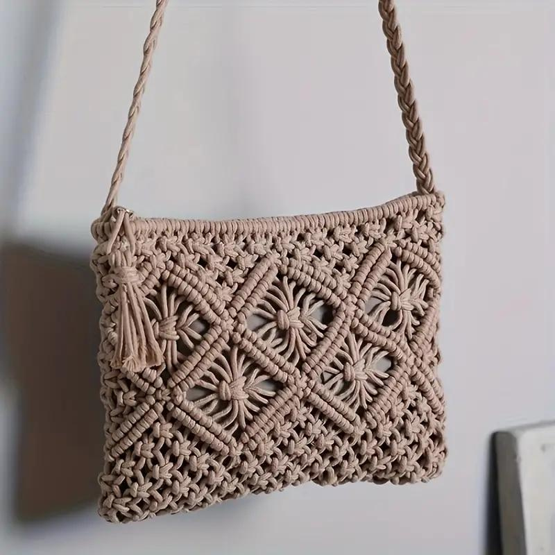 WW | Häkeltasche, Quaste, gewebt, Crossbody Bag, Umhängetasche