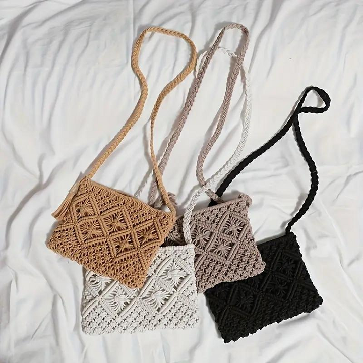 W&W Mode | Häkeltasche, Quaste, gewebt, Crossbody Bag, Umhängetasche