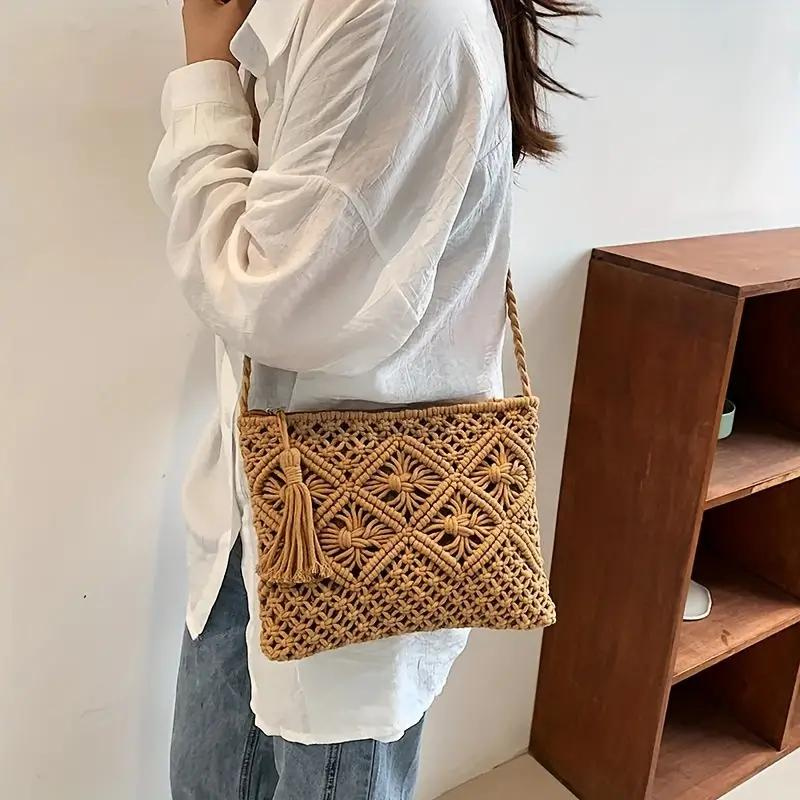 WW | Häkeltasche, Quaste, gewebt, Crossbody Bag, Umhängetasche