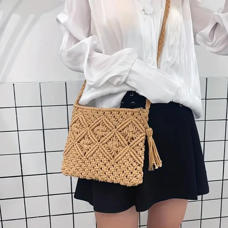 W&W Mode | Häkeltasche, Quaste, gewebt, Crossbody Bag, Umhängetasche