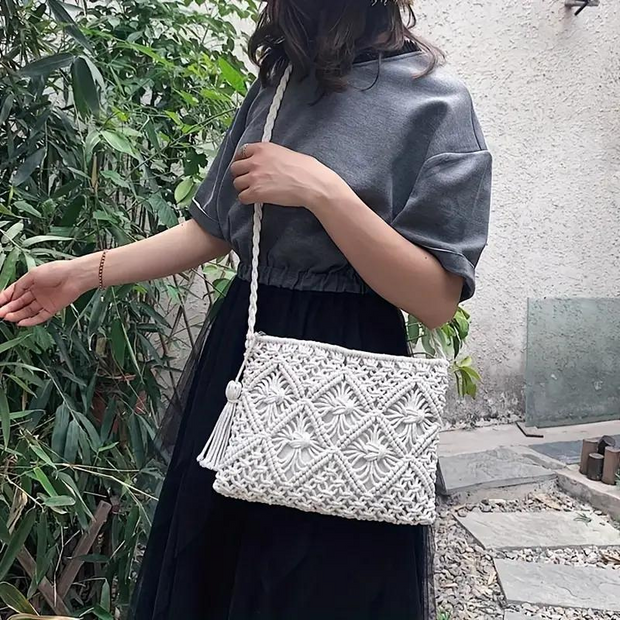 WW | Häkeltasche, Quaste, gewebt, Crossbody Bag, Umhängetasche