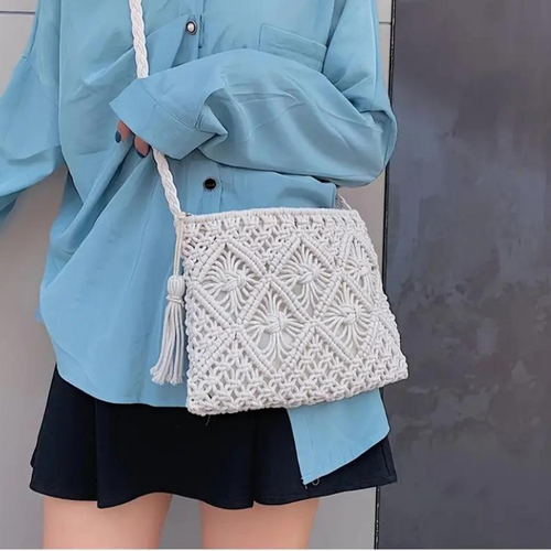 WW | Häkeltasche, Quaste, gewebt, Crossbody Bag, Umhängetasche