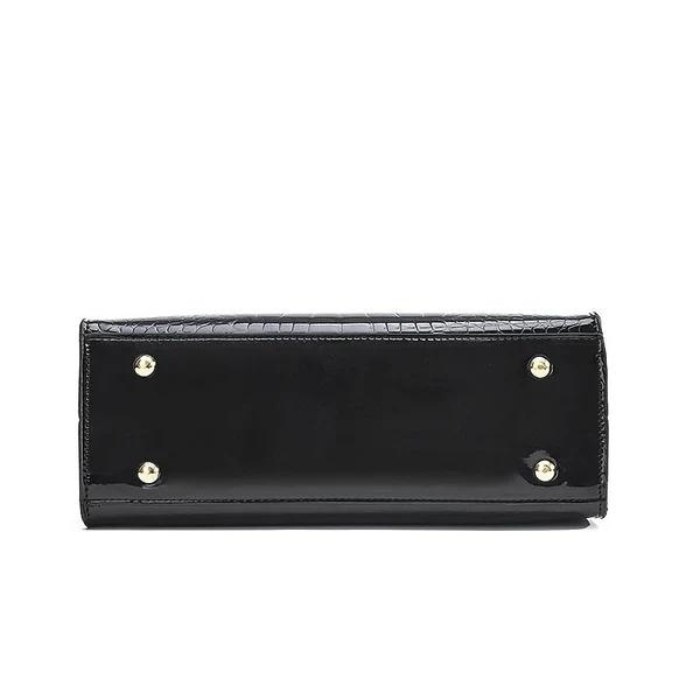 WW | Glänzende Tote Bag mit Krokodilmuster und langem Riemen