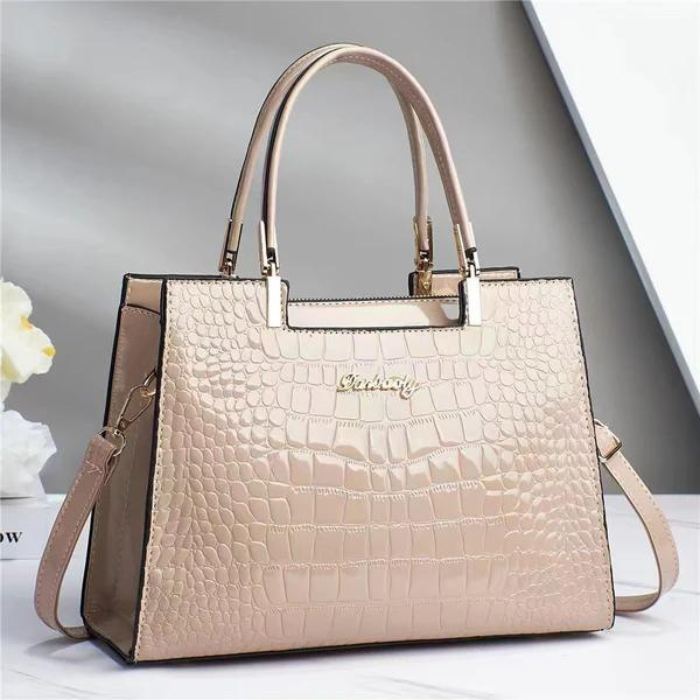 WW | Glänzende Tote Bag mit Krokodilmuster und langem Riemen