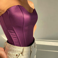 WW Eleganter Tube-Top | Schmal geschnitten | Ärmellos | Korsett-Stil | Crop-Top