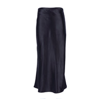 WW | Hochgeschnittener Langer Rock aus Satin-Seide für Frauen