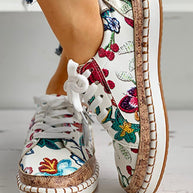 WW | Orthopädische Turnschuhe mit Blumendruck und Schnürsenkeln