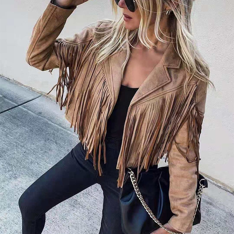 WW - Trendige Lederjacke mit Fransen