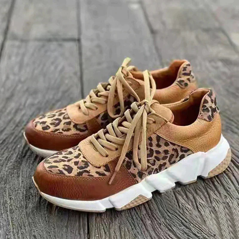 Lässige vulkanisierte Leoparden-Sneakers mit dicken Sohlen