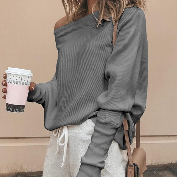 WW Sweater | Trendiger weicher schulterfreier Pullover