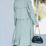 WW Allwetter-Ausstattung | Damen Doppeltreihiger Regenmantel mit Gürtel und klassischem Revers