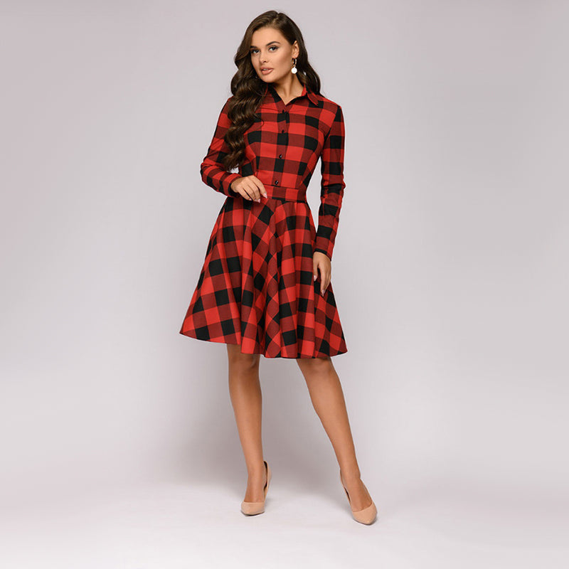 WW | Vintage Kleid Karierter Fleecepullover