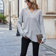 WW Chic V Neck lässiger Oversize Pullover