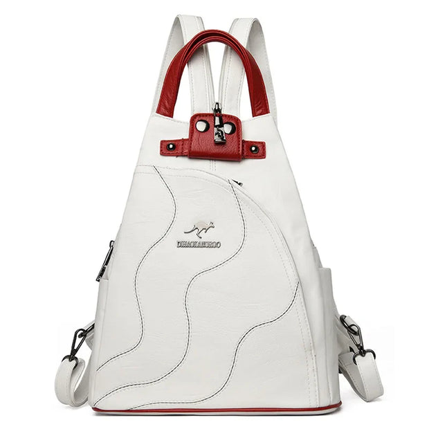 WW | Anti Diebstahl Rucksack Aus Leder Mit Reißverschluss Für Damen